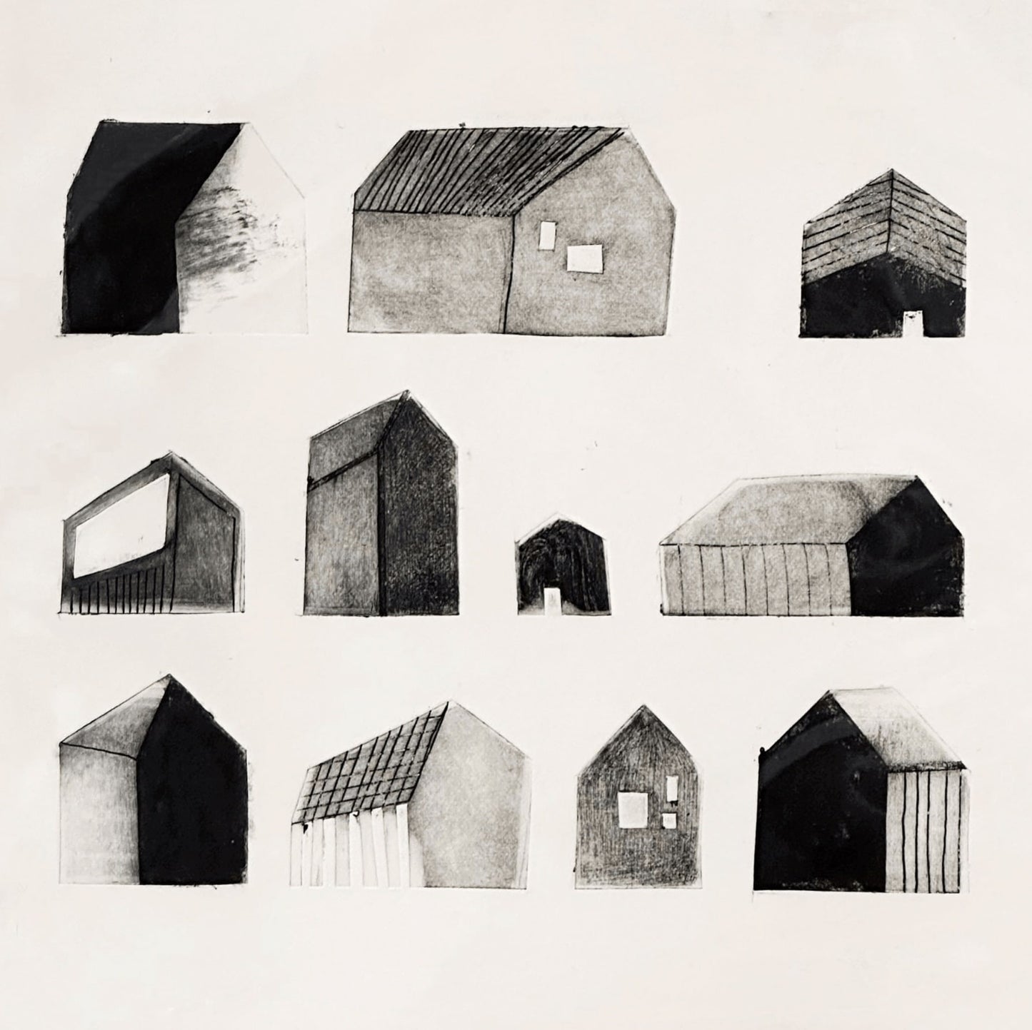 Houses - Tetra Pak Intaglio Print